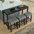 thumbnail image 4 of Jopath 4 Piece Bar Table Set with Power Outlet,Rustic Counter Height Bar Dining Table with 3 Upholstered Stools,Kitchen Table Set for Living Room, Dining Room, Game Room,Black, 4 of 14