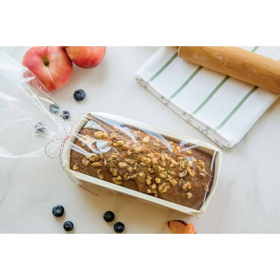 12-Pack Clear Bags with Gold Twist Ties for Mini Loaf Baking Molds