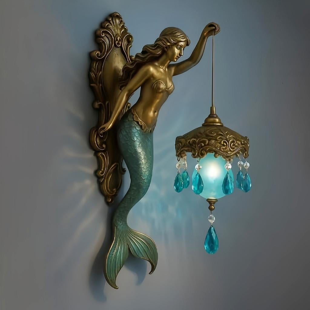 SDFGTstore mermaids Sculpture Night Light Elegant Base Background Light Bedroom Bedside Lamp Decoration for Bedroom Living Room