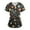 Orange, variant on Minjewel Women's Plus Size Printed V-Neck Short Sleeve Scrubs for Women Set with Pockets, Fun & Colorful Animal Floral Scrub Set,Blue L