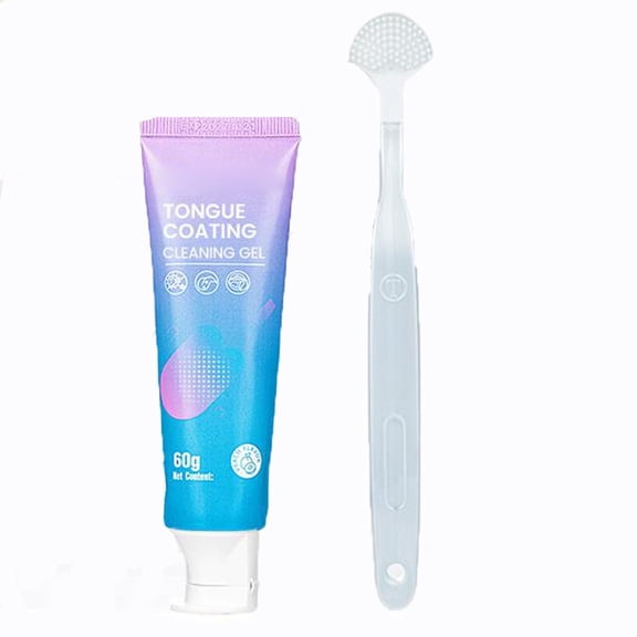 Tongue Gel With Tongue Scraper Tongue Cleaning Gel Set Easy To Use White Hairy Tongue Removal Kit Tongue Cleaning Gel With Cleaner Brush