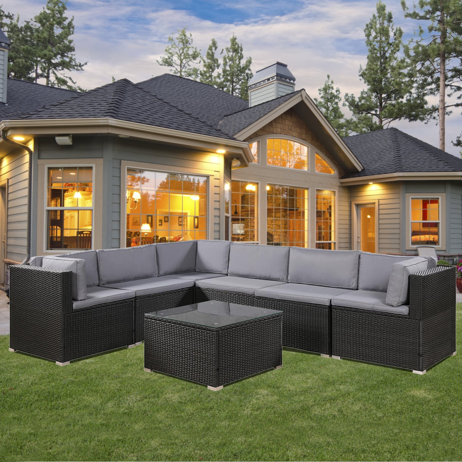 7 piece outdoor sectional sofa