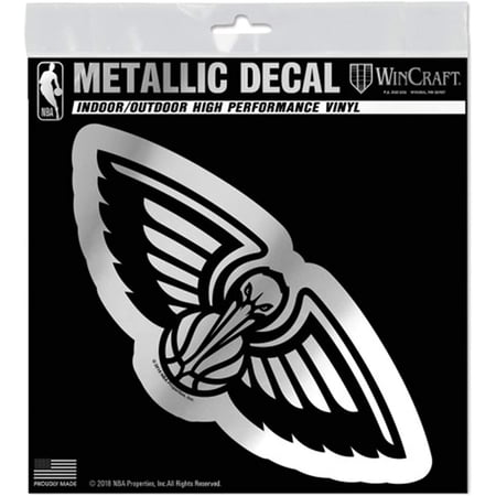 New Orleans Pelicans 6 Inch Decal Sticker Metallic Chrome Shimmer Design