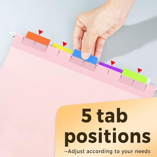 25 Pack Hanging File Folders, Pink Folders, Hanging File Folders Letter Size with 1/5-cut Tabs, Stay Organized for Your Home and Office Bulk File and Documents