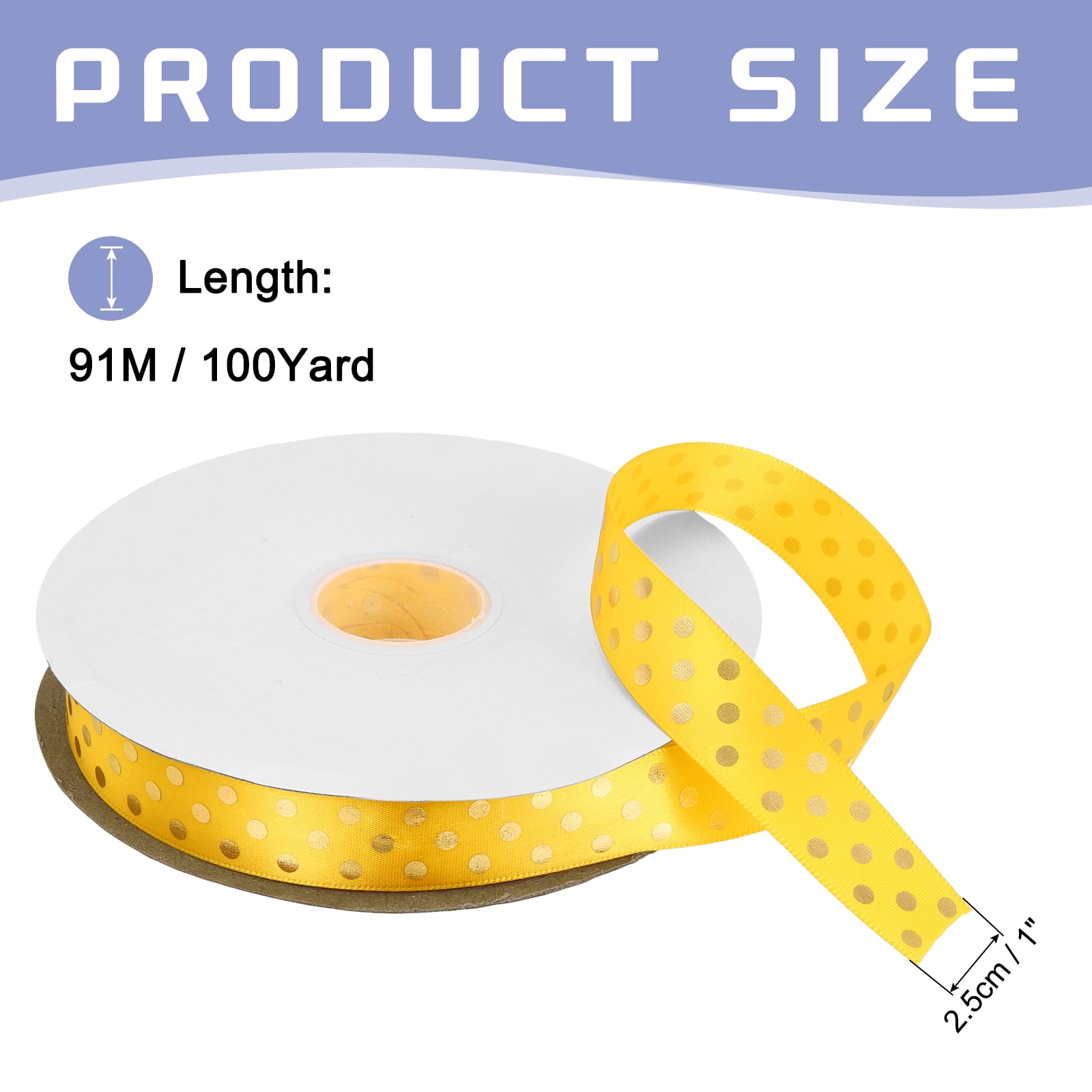 Grosgrain Ribbons 100 Yards 1 Inch Gold Gold Dots Ribbon for Crafts Gift Wrapping Wedding