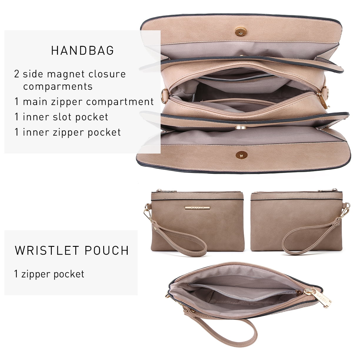 Dasein Women Satchel Handbags Shoulder Purses Totes Top Handle Bags With Matching Wallet
