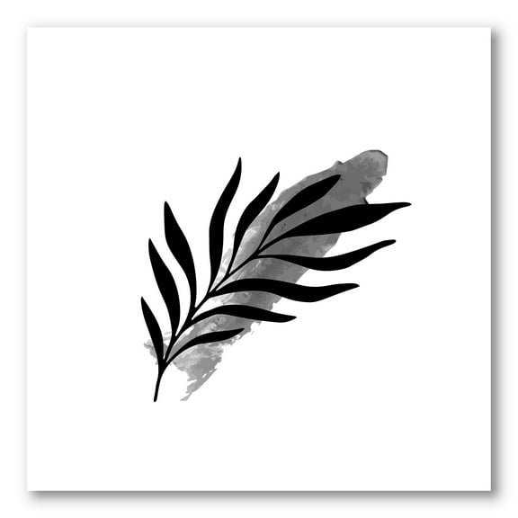 Designart ' Abstract Black Tropical Leaf I ' Modern Canvas Wall Art Print