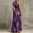 thumbnail image 2 of XIAONU Women's Tie Halter Floral Maxi Dress Ruched Waist Flowy Dresses Spring Bridesmaid Party Gown, 2 of 7