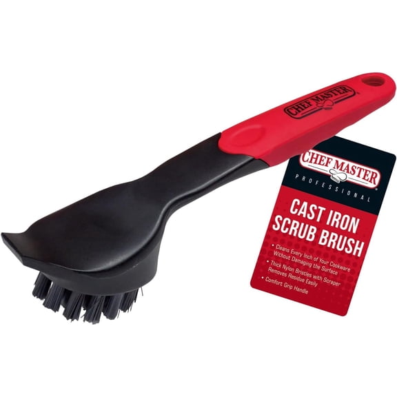 Cast Iron Scrub Brush Heavy Duty Scraper Dish Scrubber Brush for Cast Iron Skillets, Cast Iron Pan Cleaning Brush for Grease & Food Build-up