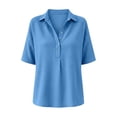 thumbnail image 7 of TGSLY Women's Waffle Collared Henley Tops Lightweight Soft Half Snap Buttons Short Sleeve Shirts Loose Fit Dressy Casual Solid Color Blouses XXXL, 7 of 7