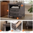 thumbnail image 3 of OKD Farmhouse Nightstand, 3 Drawer Wood Side Table with Charging Station for Bedroom, Living Room, Dark Rustic Oak, 3 of 8