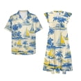 thumbnail image 4 of Garronmavis Hawaii Ship Couple Matching Outfit Husban and Wife Clothing Short Sleeve Shirt for Men Summer Hawaiian Tops and Women's V-neck A-Line Beach Dresses Size S, 4 of 7