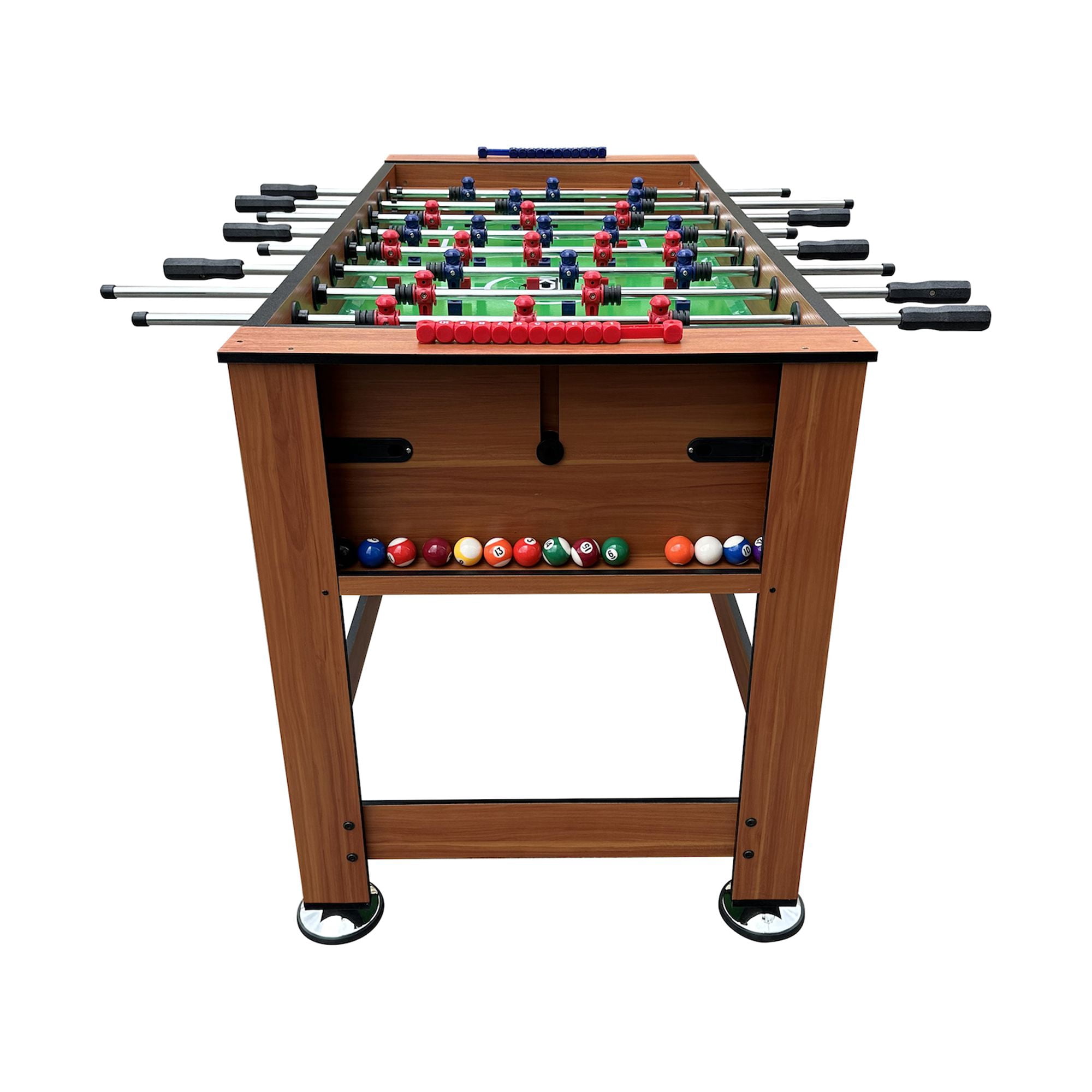 KICK Dyad 55″ 2-in-1 Multi Game Table (Brown) - Combo Game Table Set - Billiards/Pool and Foosball for Home, Game Room, Friends and Family!