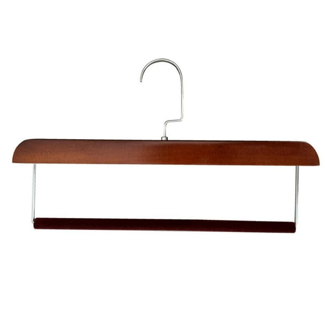 Percha para pantalones antideslizante de madera, organizador de pantalones con acabado aterciopelado, práctico y sin marcas. Madera oscura