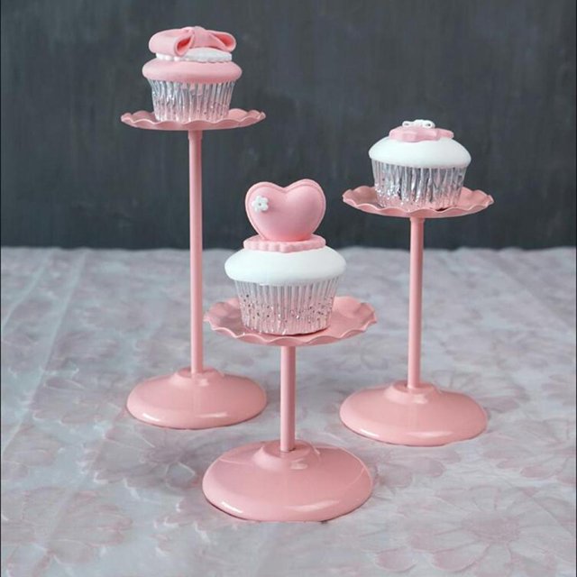 3pcs Soporte de tarta De Metal Postre Moderno Boda De Cumpleaños Pantalla 3 " BLESIY Soporte de exhibición de la torta de hierro