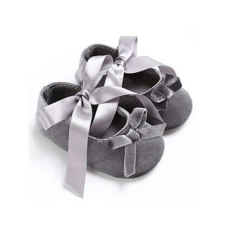 

Colisha Toddler Mary Jane First Walker Dress Shoes Ribbon Tie Flats Walking Comfort Loafer Flat Prewalker Princess Shoe Gray 6C