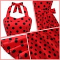 thumbnail image 5 of Women's Dress 1950s Polka Dress Set Audrey Vintage-Inspired Cocktail Halter Swing Dress with Accessories 10PCS, 5 of 8