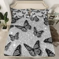 thumbnail image 3 of Feelyou Romantic Butterfly Animal Twin Sheet Sets, Fashion Bling Stars Twin Fitted Sheet, Chic Sequin Print Grey Flat Sheet, Breathable Home Decor, 3 Pieces, 3 of 8