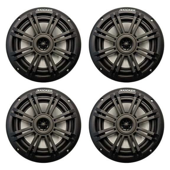 Kicker 49BKM604B 6.5" 150 Watt Peak Power 2-Way Marine OEM Replacement Black Audio Speakers (QTY 4)