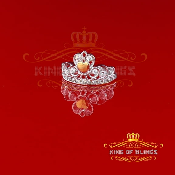 King of Bling's 925 Sterling White Silver 0.61ct CZ Luxury Quinceanera Womens Ring Size 7