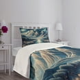 thumbnail image 3 of Ambesonne Abstract Mountains Quilted Bedspread Set 2 Pcs, Dreamy Night, Twin Size, Night Blue and Coconut, 3 of 5