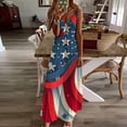 thumbnail image 2 of Enjoytime 4Th Of July Womens Flowy Maxi Dresses Flag Print Sleevless Spaghetti Strap Maxi Dress Casual Loose Seaside Beach Women Slip Dress, 2 of 5