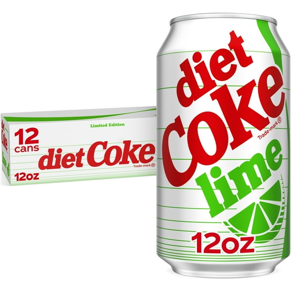Diet Coke Lime Soda Soft Drink, 12 fl oz, 12 Pack Fridge Pack Cans