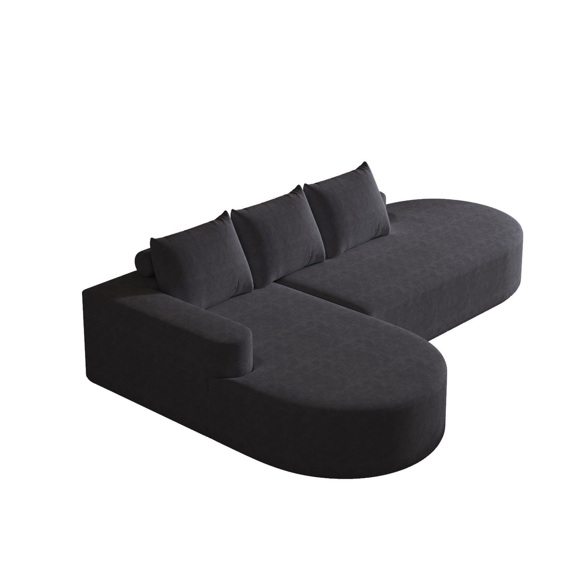 Sailvan 108.5" Modern Curved Chenille Sectional Sofa, Modular L-Shaped Couch with 3 Pillows Black