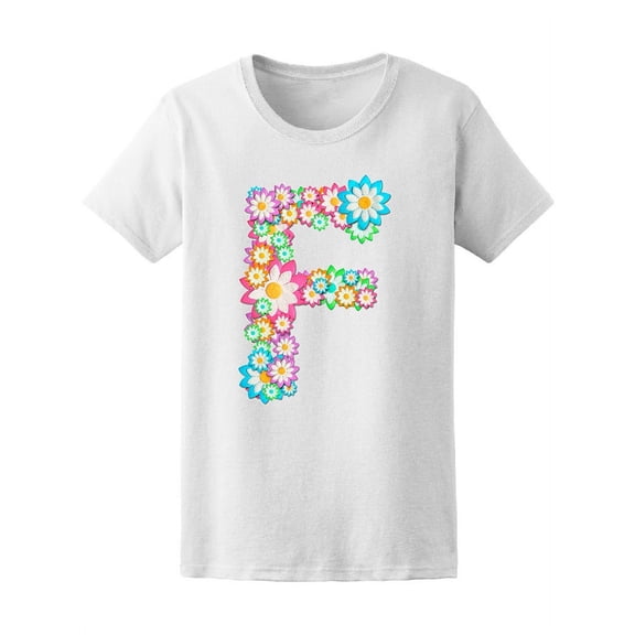 Cute 'F' Colorful Floral Letter Tee Women's -Image by Shutterstock
