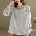 thumbnail image 2 of Womens Blouses Long Sleeve Shirt Women Casual Fashion Solid Color Button T-Shirt Long Sleeves One Shoulder Top Blouse Tops White-1 XL, 2 of 9