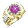 thumbnail image 4 of RYLOS Men's Rings 14K Yellow Gold Ring Cabochon Gemstone & Diamonds Designer Style Star Ruby Rings For Men Size 13, 4 of 8