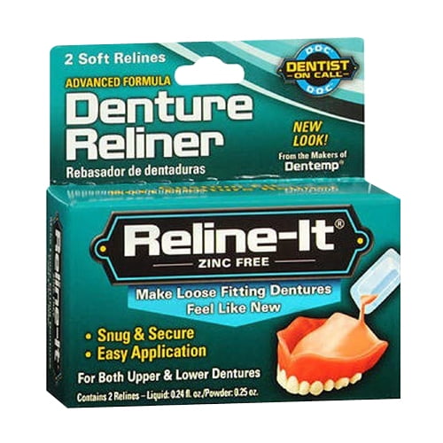 Dentemp Reline It Denture Reliner Kit for Both Upper and Lower Dentures, 2 Ea, 3 Pack