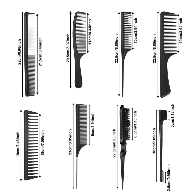 AOWOO 8-Piece Hair Styling Comb Set for All Hair Types photo 2