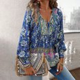 thumbnail image 3 of Blusas casuales de manga larga con cuello en V de TEELYNN, blusas para mujer, blusas vintage de rayón de algodón con estampado floral, blusas de playa estilo bohemio de otoño, 3 of 5