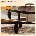 thumbnail image 3 of QinaQin 2-Tier Round Coffee Table, Rustic Wood Center Table with Storage Shelf and Metal Legs, 3 of 6