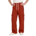 thumbnail image 2 of BXJX Boys Cargo Sweatpants, Casual Straight-Leg Elastic Waist Relaxed Fit Kids Athletic Pants with Drawstring Orange Size 9-10 T, 2 of 7