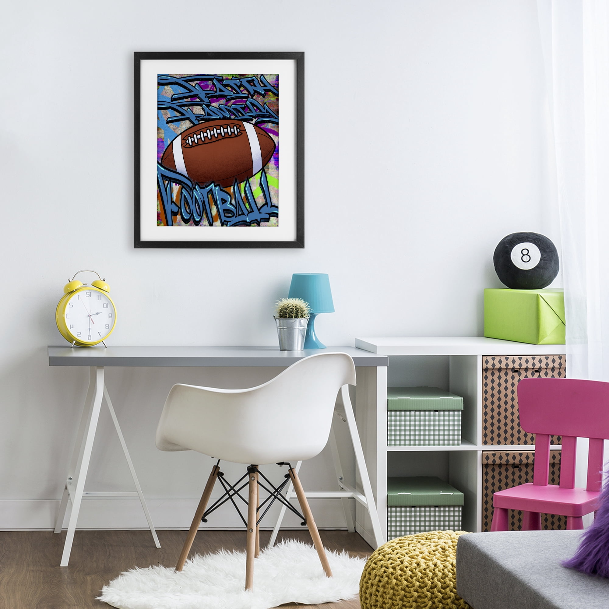 Stupell Industries Faith Family Football Graffiti Black Framed Print Under Glass, design by Marcus Prime