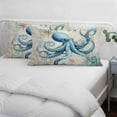 thumbnail image 3 of Summer Nautical Throw Pillow Covers Teal Octopus Ocean Corals Compass Retro Brown Decorative Lumbar Pillow Cover Rectangle Cushion Case for Sofa Couch Bed Living Room Bedroom 12 X 20 Inches, 3 of 9