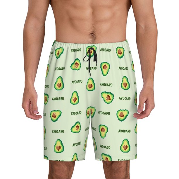 Fotbe Green Avocado Pantalones Cortos de Pijama para Hombre, Ropa de Dormir, Pantalones de Pijama Cortos para Hombre-Large