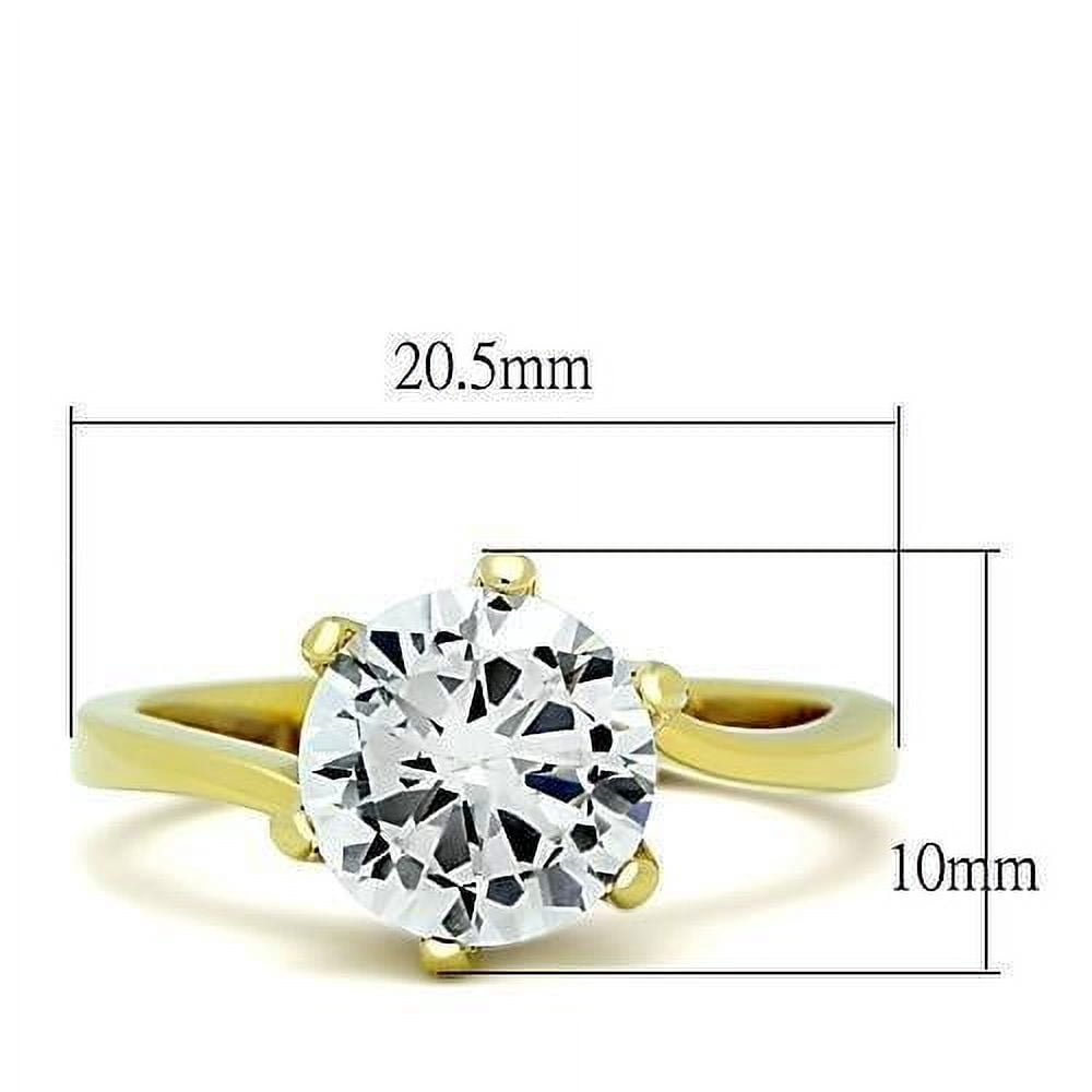 Womens Gold Ring Stainless Steel Anillo Color Oro Para Mujer Ninas Acero Inoxidable with AAA Grade CZ in Clear Bethal