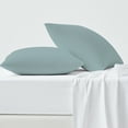 thumbnail image 1 of 100% Cotton Pillowcase, 300 Thread Count Sateen, Wrinkle Resistant, Quick Dry, Soft & Smooth, 2-Piece Set, King, Teal by Color Sense, 1 of 5