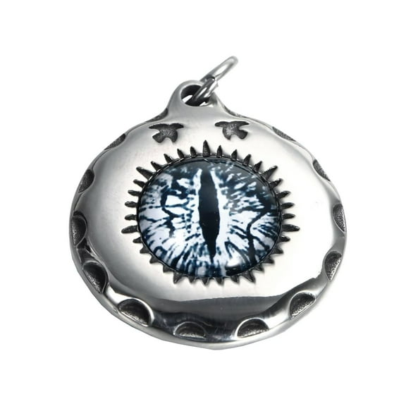 PAMTIER Men's Stainless Steel Hip Hop Ghost White Evil Eye Prayer Hand Tag Pendant Necklace No Chain