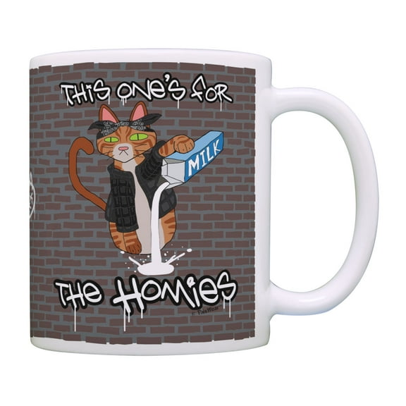 ThisWear Cat Themed Gifts Gangsta Cat Cup One for the Homies Cat Related Gifts Cat Coffee Mug Multi