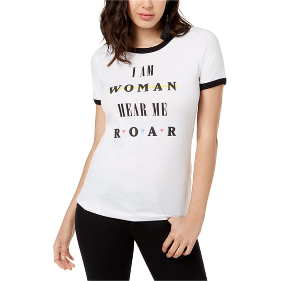 True Vintage Womens I Am Woman Graphic T-Shirt, White, Small