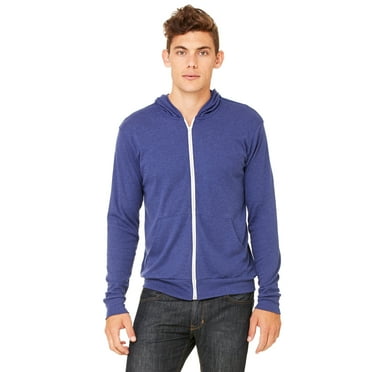 Bella   Canvas Unisex Triblend Full-Zip Lightweight Hoodie , 3939 , Navy Triblend , Small