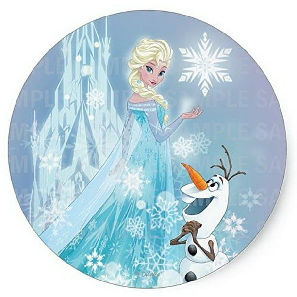 frozen elsa olaf edible frosting image cake topper 8 round walmart