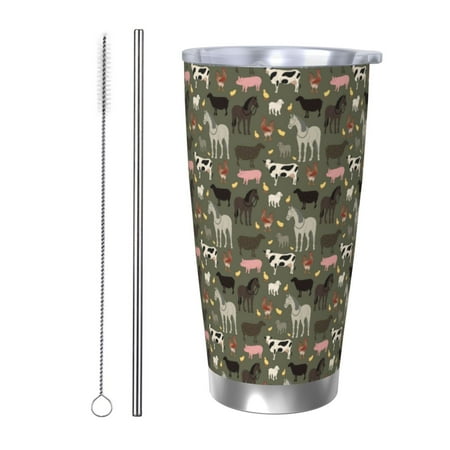 

Gukieu Farm Animals Print 20OZ Car Cup Vacuum Stainless Steel Leak-proof Thermos Cup Unisex Suitable for Home Outdoor and Sports-Straw Two-piece Set
