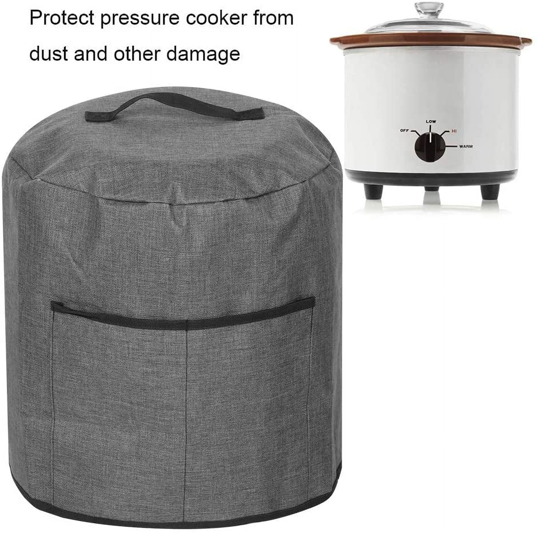 ABPETE Air Fryer Cover Dust Cover, Round Protective Cover Bag Small Household Appliance Dust Cover with 2 Pocket and Handle for Electric Pressure/Rice Cooker, 38x38.7cm/15x15.2in(Black)