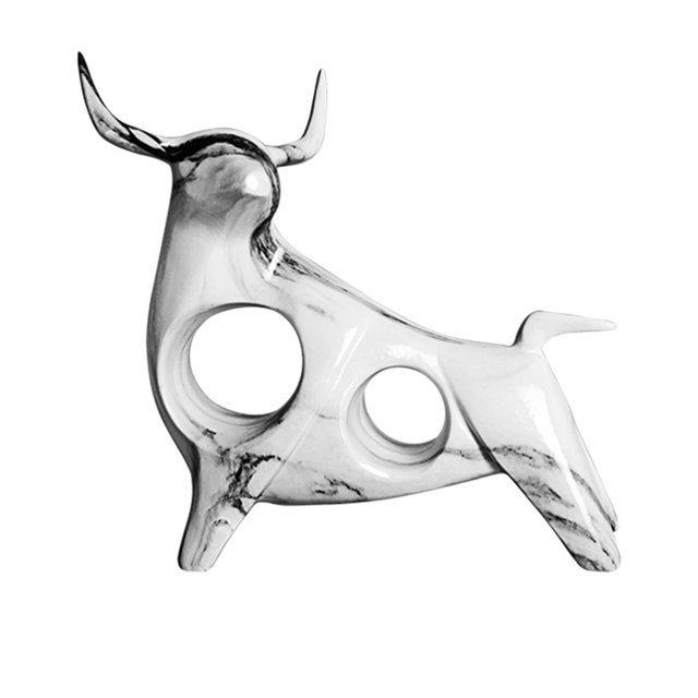 Estatuilla de vaca BLESIY Resina Estatua Escultura Ganado 20.5x7.5x21cm Blanco
