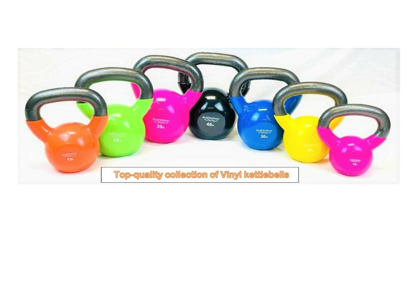 Rainforest Basics Vinyl Coated Cast Iron Kettlebell Weight -15 LB
